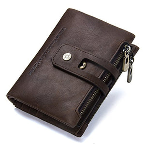 Portafoglio uomo Bifold Portafogli RFID con cerniera Caffè
