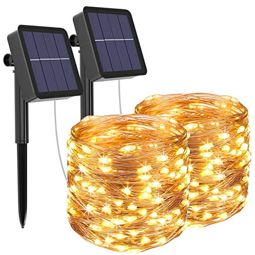 [2 Pacchi] Luci Solari Esterno, Litogo 12m 120 LED Catena Bianco Caldo