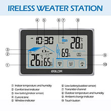 Carica l&#39;immagine nel visualizzatore di Gallery, BACKTURE Termometro Igrometro Digitale, Stazione Meteorologica con A-nero - Ilgrandebazar