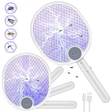 Carica l&#39;immagine nel visualizzatore di Gallery, 3 in 1 Racchetta Zanzare Elettrica Pieghevole Mosquito Killer 3000V USB Ricaricabile racchetta antizanzare con Base e Appendere al Muro Adatto Uso Interno ed Esterno
