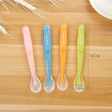 Carica l&#39;immagine nel visualizzatore di Gallery, Cucchiaino Svezzamento Set 4 Silicone Neonato Cucchiai Manico...