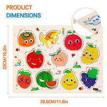 Carica l'immagine nel visualizzatore di Gallery, Purpledi 5 Pezzi Puzzle in Legno per i Bambini, Giochi Montessori Bambino, Educativo Giocattoli Regalo per 1 2 3 Anni, Animali Frutta Forme Lettere Numeri Traffico, Regalo Natale Ragazzi Ragazze