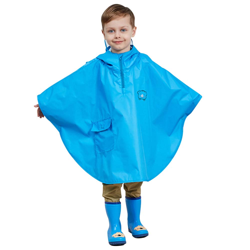 Poncho Antipioggia Per Bambini - Taglia 75-95cm, Colore Blu, In PVC Impermeabile, Con Cappuccio, Ideale Per 2-5 Anni