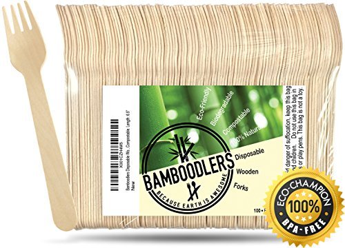 BAMBOODLERS Forchette Monouso in Legno | 100% Naturale, Ecologico,... - Ilgrandebazar
