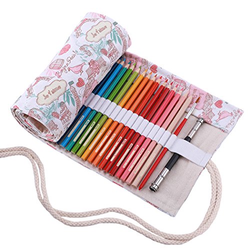 Amoyie - Tela wrap per 72 matite colorate, cassa del supporto 72 fori, Parigi