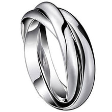 Carica l&#39;immagine nel visualizzatore di Gallery, JewelryWe Gioielli Moda Tono Acciaio Inossidabile Tre Anelli Interbloccate... - Ilgrandebazar