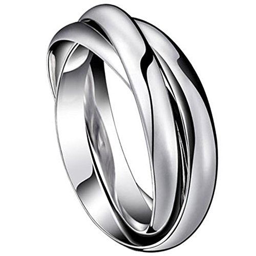 JewelryWe Gioielli Moda Tono Acciaio Inossidabile Tre Anelli Interbloccate... - Ilgrandebazar