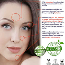 Carica l'immagine nel visualizzatore di Gallery, 60ml. Bio Siero con Acido Ialuronico Puro a 3 pesi Molecolari+Vitamina C -Noti Agenti Antirughe/Antietà. Biologico/Vegano. Siero Viso e Contorno Occhi Idratante/Illuminante. Dermatologicamente Testato