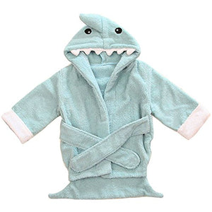 Asciugamano Con Cappuccio Neonato - Morbido Accappatoio Poncho in squalo blu - Ilgrandebazar
