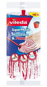 Vileda SuperMocio Microfibre & Power Testa del mocio, Fibra, Multicolore,... - Ilgrandebazar