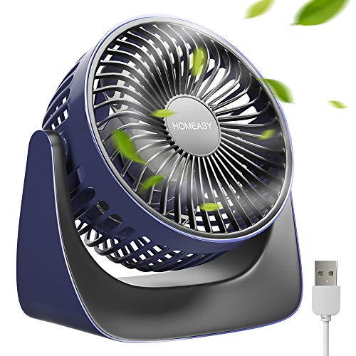 homeasy Ventilatore USB da Tavolo, Mini Silenzioso e Potente Blu –