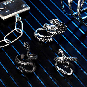 Hicarer 4 Pezzi Vintage Anelli Punk Polpo Drago Regolabile Anello in Acciaio... - Ilgrandebazar