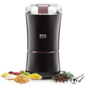 KYG Macinacaffè Elettrico 300W con Lame in Acciaio Inox Macinino Marrone - Ilgrandebazar