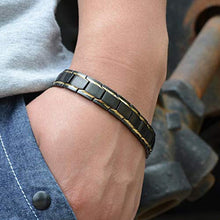 Carica l&#39;immagine nel visualizzatore di Gallery, Magnetico bracciale per uomo, oro nero titanio acciaio terapia magnetica... - Ilgrandebazar