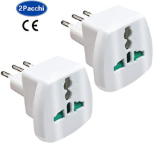 Carica l'immagine nel visualizzatore di Gallery, EXTRASTAR Adattatore Universale da Viaggio, Adapter/Adattatore da Viaggio World to Italy, Bianco, 2 Pezzi