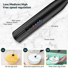 Carica l'immagine nel visualizzatore di Gallery, EBUYFIRE Montalatte Elettrico, Frullino Elettrico USB Ricaricabile Schiumatore Latte, 3 Velocità Regolabile 2 Fruste Elettriche Per Cappuccino, Caff