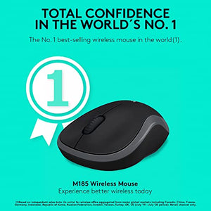 Logitech M185 Mouse Wireless, 2,4 GHz con Mini Ricevitore USB, Durata Batteria di 12 Mesi, Tracciamento Ottico 1000 DPI, Ambidestro, Compatibile con PC, Mac, Laptop - Grigio