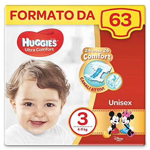 Huggies Pannolini Ultra Comfort, Taglia 3 (4-9 kg), Confezione da 63...