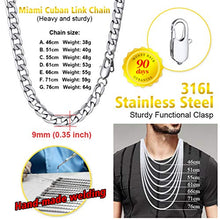 Carica l&#39;immagine nel visualizzatore di Gallery, PROSTEEL Collana Uomo Donna Catena Cubana Grande Sottile 09 Mm/Argento - Ilgrandebazar