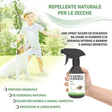 Carica l&#39;immagine nel visualizzatore di Gallery, RepellShield Spray Repellente Zecche Uomo per Pelle, Vestiti e Casa - Antizecche Uomo Spray per Escursioni - Spray Antiparassitario e Antizanzare Giardino - Efficiente Spray Antipulci per Ambienti