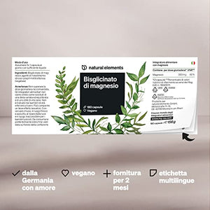 Glicinato di magnesio – 300mg di magnesio – scorta per 2 mesi con 180 capsule – magnesio – altamente digeribile, vegano, ad alto dosaggio