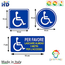 Carica l&#39;immagine nel visualizzatore di Gallery, GamesMonkey® - Adesivi Disabili Invalidi Kit - 8 Pezzi - 10x10 cm e 15x7 cm - Per Uso Esterno e Interno - Auto Van Truck Camion Camper (Kit 8 pezzi)