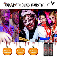 Carica l'immagine nel visualizzatore di Gallery, FURTIME Halloween Sangue Finto, 60ml Sangue Artificiale Fresco, 60ml Sangue Finto Rosso Scuro, Denti da Zombi, 30 Tatuaggi Temporanei per Cicatrici, Trucco per Cicatrici da Vampiro di Halloween