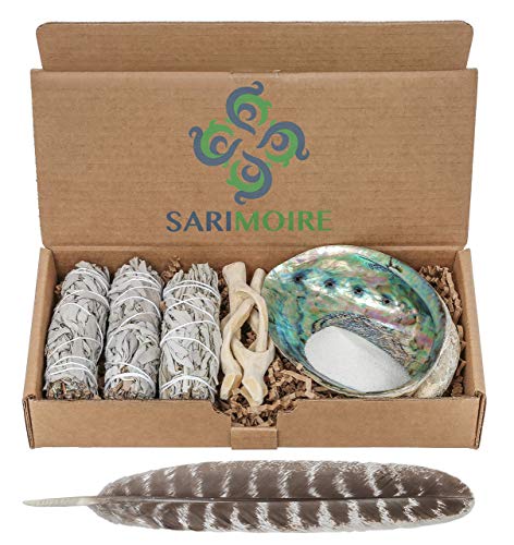 Sage Smudge Kit – Bastoncini di Salvia Bianca ~ Abalone Shell 12,5-15,2 cm ~...