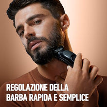 Carica l'immagine nel visualizzatore di Gallery, King C. Gillette Kit Regolabarba Uomo, 1 Testina, 3 Pettini Regolatori, 1 Spazzolina, 1 Caricatore, Rasoio Barba Elettrico, Idea Regalo Uomo Kit Professionale