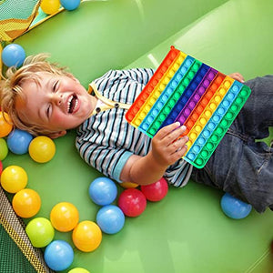 Pop it 10x10 con Il Numero,l’arcobaleno popit Gioco,poppit Giocattoli per ridurre lo stress dei bambini e degli adulti,Grande Quadrato Fidget Toys,Gigante da 100 pupit,da Fidget Toys Set (100 pupit)