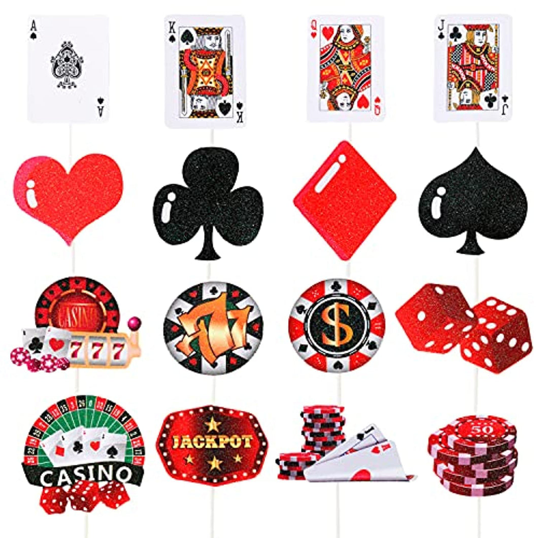 JeVenis Kit Decorazioni Torta Casinò E Poker – 47 Pezzi Per Feste A Tema Las Vegas – Inclusi Slot Machine, Fiches E Dadi
