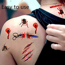 Carica l&#39;immagine nel visualizzatore di Gallery, Halloween Cicatrici Tatuaggi, 30 Fogli Halloween FeriteTatuaggi Simulazione di Halloween Tatuaggi di Cicatrici con Ferite Sanguinanti Adesivi Impermeabili per Tatuaggi di Trucco di Halloween