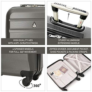Trolley Aerolite ABS - bagaglio a mano 55x35x20 cm - Grigio (Echarcoal)