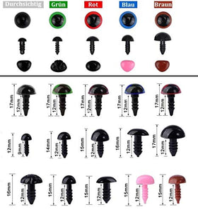 N/B Occhi di Sicurezza per Amigurumi 615 Pezzi 6-14mm Plastica...