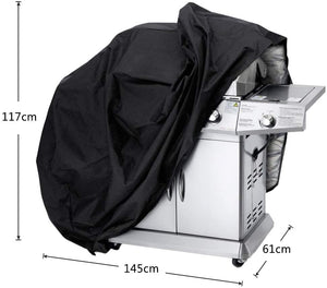 Copertura Barbecue 145x61x117cm Impermeabile Telo Protettivo per BBQ Grill Resistente Impermeabile Anti-UV Anti-Polvere Nero