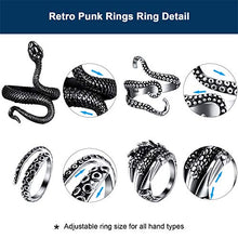 Carica l&#39;immagine nel visualizzatore di Gallery, Hicarer 4 Pezzi Vintage Anelli Punk Polpo Drago Regolabile Anello in Acciaio... - Ilgrandebazar