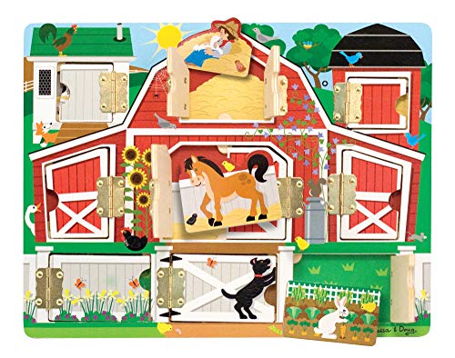 Melissa and Doug Gioco in legno Il gioco Farm Hide & Seek Board, Multicolore - Ilgrandebazar