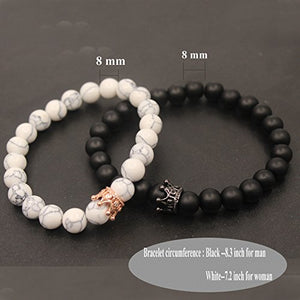 UEUC re & Queen Corona distanza Bracciali Coppia sua la Agata nero opaco... - Ilgrandebazar