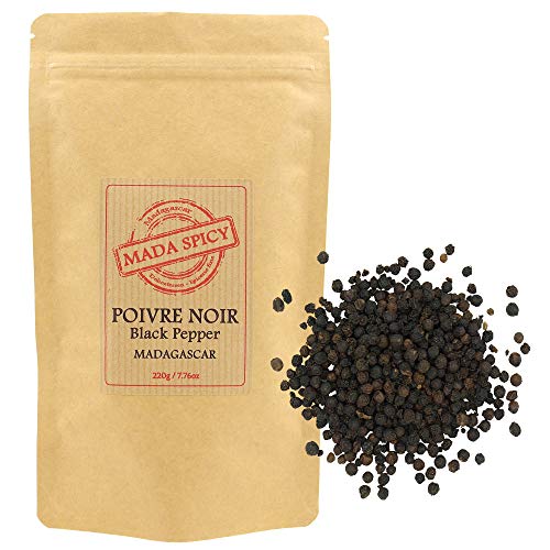 Pepe nero grani di Madagascar 220g. Primissima qualità. Bustina richiudibile.