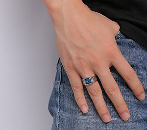 CARTER PAUL Anello di diamante blu dell'acciaio inossidabile stile punk... - Ilgrandebazar