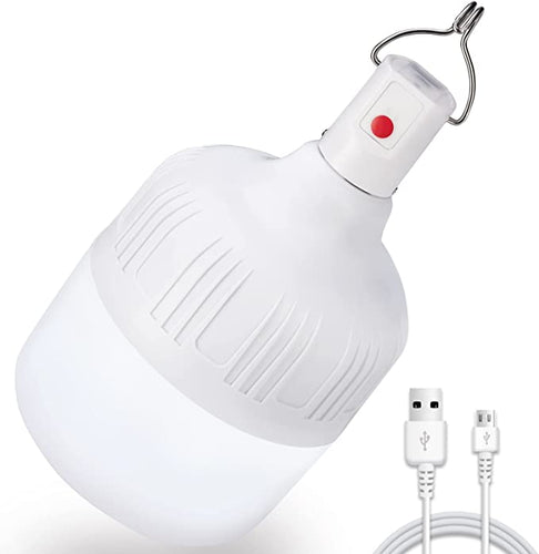 LETOUR Lampadina da Lavoro a Sospensione, Luce a LED di Campeggio Ricaricabile Tramite USB, 5000 Lumen, 5 Livelli Dimmerabile, Luce Esterna Portatile da Campeggio / Terrazza / Giardino / Barbecue