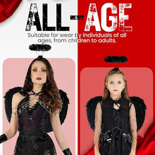 Carica l&#39;immagine nel visualizzatore di Gallery, Redstar Fancy Dress Ali Angelo e Aureola Angelo Neri - Costume Angelo Donna con Ali e Cerchietto Nero, Costume Halloween Donna Angelo Nero, Costume per Adulti Angelo Caduto