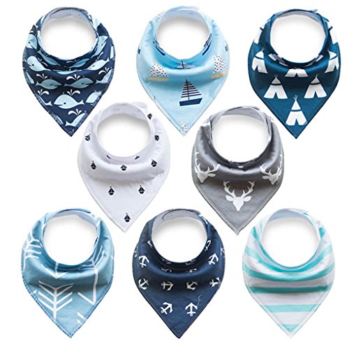 8 x Bavaglino Neonato Bambino Bandana Drool Bavaglini Cotone Assorbente Boy A - Ilgrandebazar