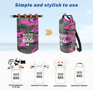Idefair Borsa Impermeabile a Secco, Zaino da Spiaggia Galleggiante 20L, Rose