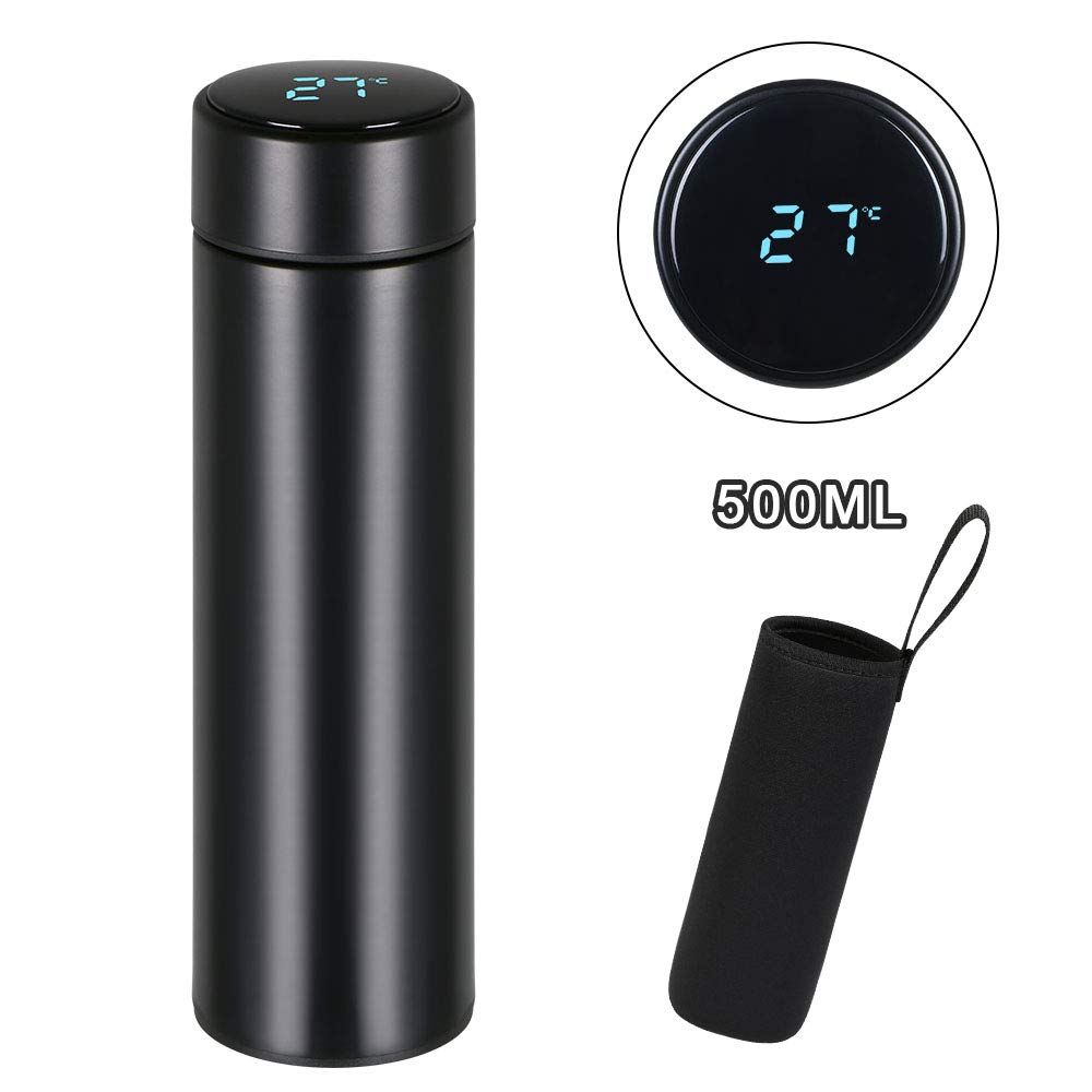 flintronic Bottiglia Acqua, Borraccia Termica 500ML Coppa da Viaggio, #1 Nero - Ilgrandebazar