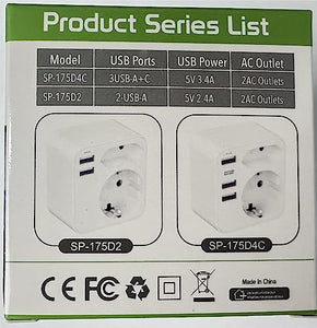 Adattatore Presa Inglese, Redagod Adattatore Spina Inglese,a Spina Italiana con 3 USB e 1 USB C(3.4A,17W) Adattatore UK con 2 Prese per Gran Bretagna/Qatar/Irlanda/Gambia,Presa Inglese 3250W