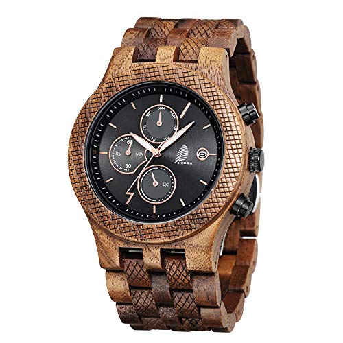 Orologio da Uomo in Legno CZOKA Pterocarpus soyauxii Black Walnut