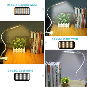 OxyLED Lampada da scrivania con 24 luci T34 White Clip Table Lamp - Ilgrandebazar