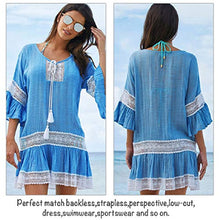 Carica l'immagine nel visualizzatore di Gallery, Tuopuda Abito da Spiaggia Donna Mare Boemo Copricostumi Bagno Costume Blu