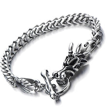 Carica l&#39;immagine nel visualizzatore di Gallery, COOLSTEELANDBEYOND Biker Braccialetto del Drago, Bracciale da Uomo, Argento - Ilgrandebazar